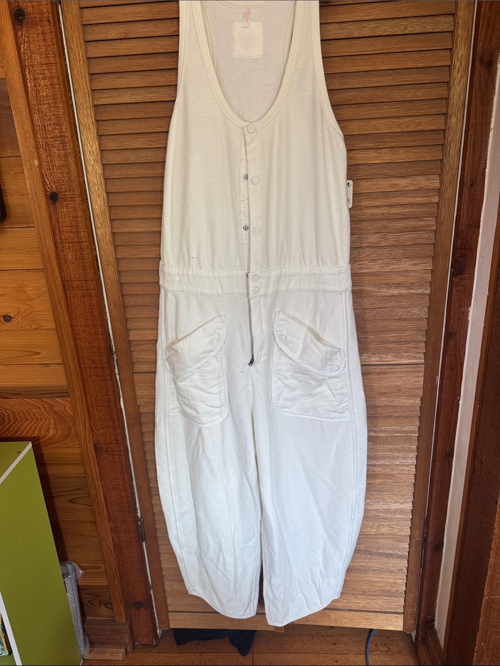 Free People Ivory Sleeveless Button-Front Romper